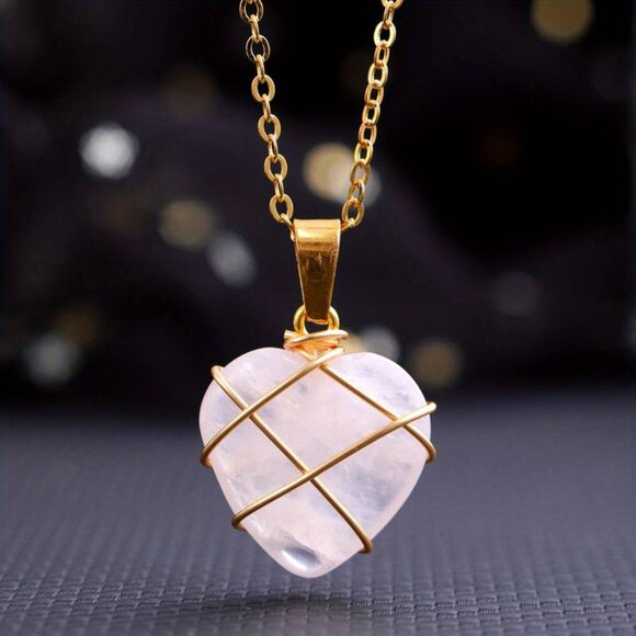 Jewelry - 121 ❤️  White Quartz Heart Gemstone Crystal Stone Pendant